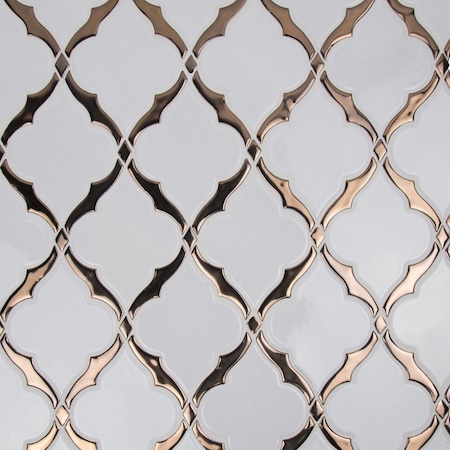 Msi Victorian Light Arabesque 14.13" x 10.59" Glossy Porcelain Mesh-Mounted Mosaic Tile, 10PK ZOR-MD-0505